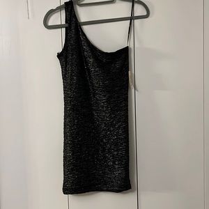 Black/silver one shoulder party dress